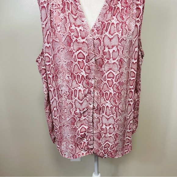 CHELSEA & THEODORE Mauve Pink & White Snake Print V-Neck Sleeveless Blouse - XXL - Picture 5 of 10